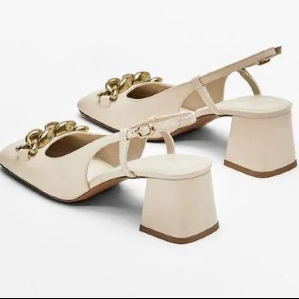 Massimo Dutti Chunky Chain Heels Nude